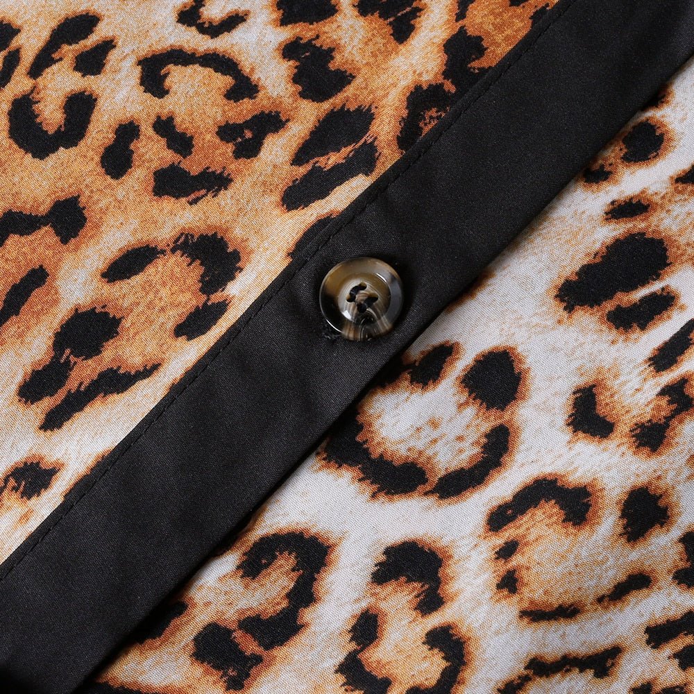 Wild Safari Chic: Plus Size African Print Leopard Maxi Dress with Fashion Abaya - Flexi Africa - www.flexiafrica.com