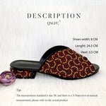 Wine Rhinestone Low-Heel African Mother Shoes and Matching Bag Set - Free Delivery Worldwide only at Flexi Africa