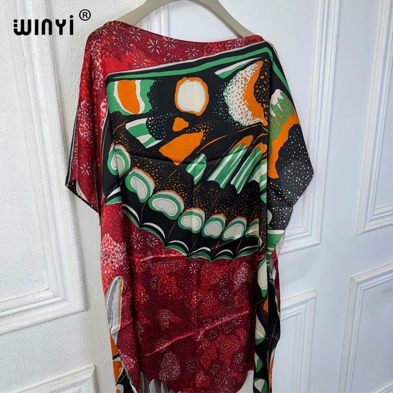 WINYI holiday dress Summer sexy african oversize dress BOHO print beach wear women Loose Femme Robe Muslim فستان beach cover ups - Free Delivery Worldwide only at Flexi Africa