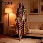 Women 3PCS African Ankara Print Outfit Long Blazer Sleeveless Midi Dress Matching Headwrap Dashiki Formal Party Suit 2626034 - Free Delivery Worldwide only at Flexi Africa