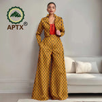 Buy Women’s African Ankara 2PC Outfit – Long Sleeve Top, High-Waist Pants & Earrings for only $104.94 at Flexi Africa!