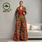 Buy Women’s African Ankara 2PC Outfit – Long Sleeve Top, High-Waist Pants & Earrings for only $104.94 at Flexi Africa!