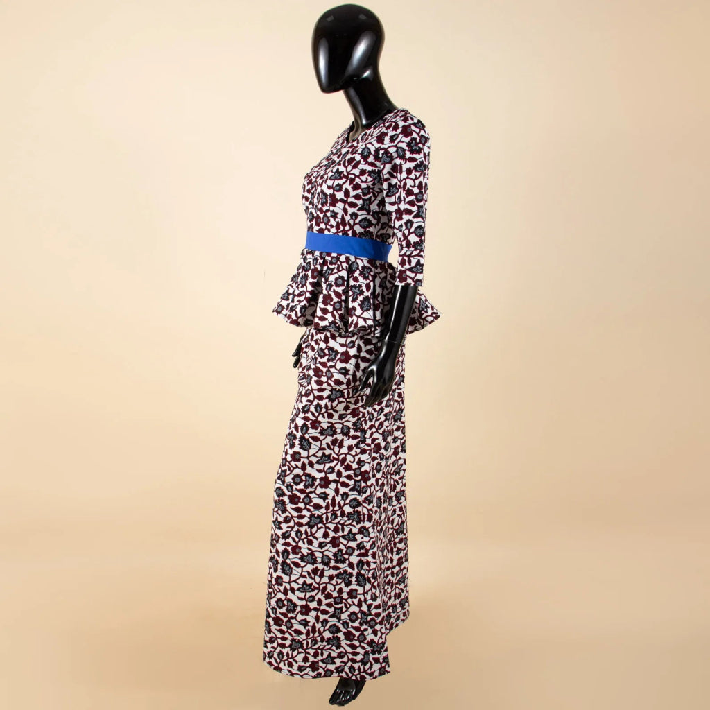 Women’s African Ankara 2PC Set Crop Top Maxi Skirt Belted Traditional Outfit - Free Delivery Worldwide only at Flexi Africa