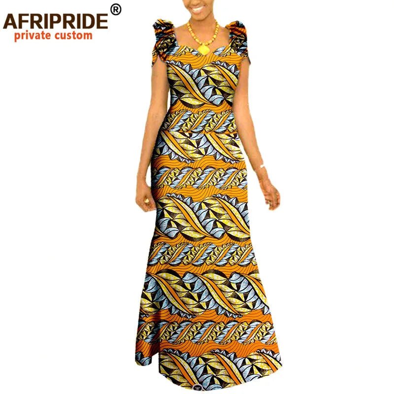 Women’s African Ankara Print Maxi Dress – Short Sleeve Plus Size Dashiki Outfit - Free Delivery Worldwide only at Flexi Africa