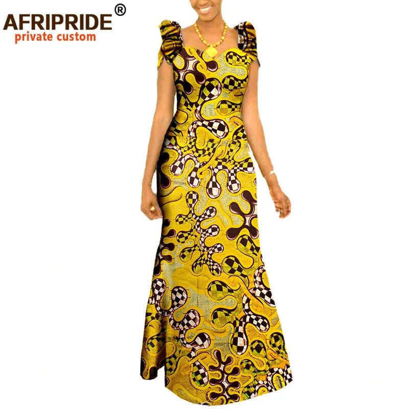Women’s African Ankara Print Maxi Dress – Short Sleeve Plus Size Dashiki Outfit - Free Delivery Worldwide only at Flexi Africa