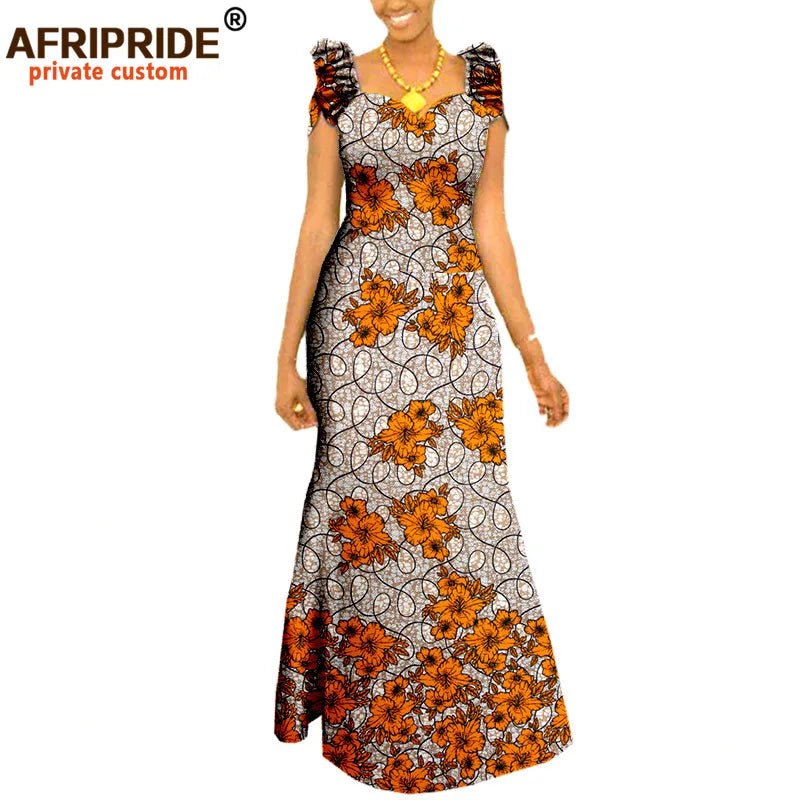 Women’s African Ankara Print Maxi Dress – Short Sleeve Plus Size Dashiki Outfit - Free Delivery Worldwide only at Flexi Africa