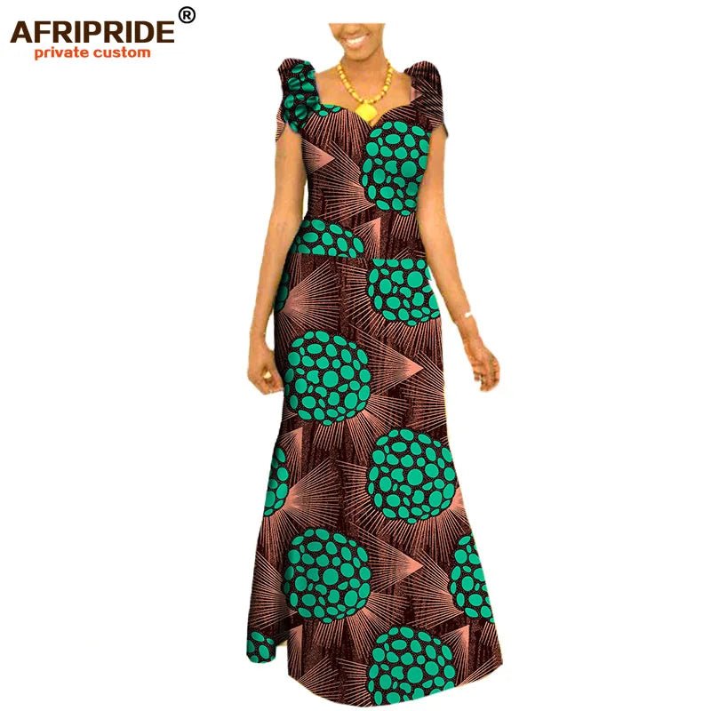 Women’s African Ankara Print Maxi Dress – Short Sleeve Plus Size Dashiki Outfit - Free Delivery Worldwide only at Flexi Africa