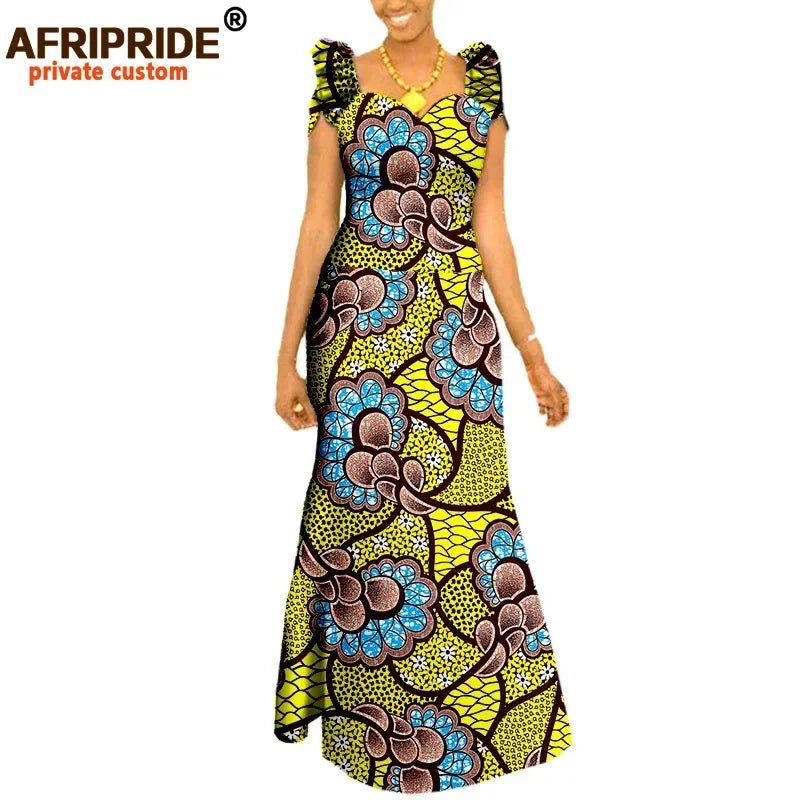 Women’s African Ankara Print Maxi Dress – Short Sleeve Plus Size Dashiki Outfit - Free Delivery Worldwide only at Flexi Africa