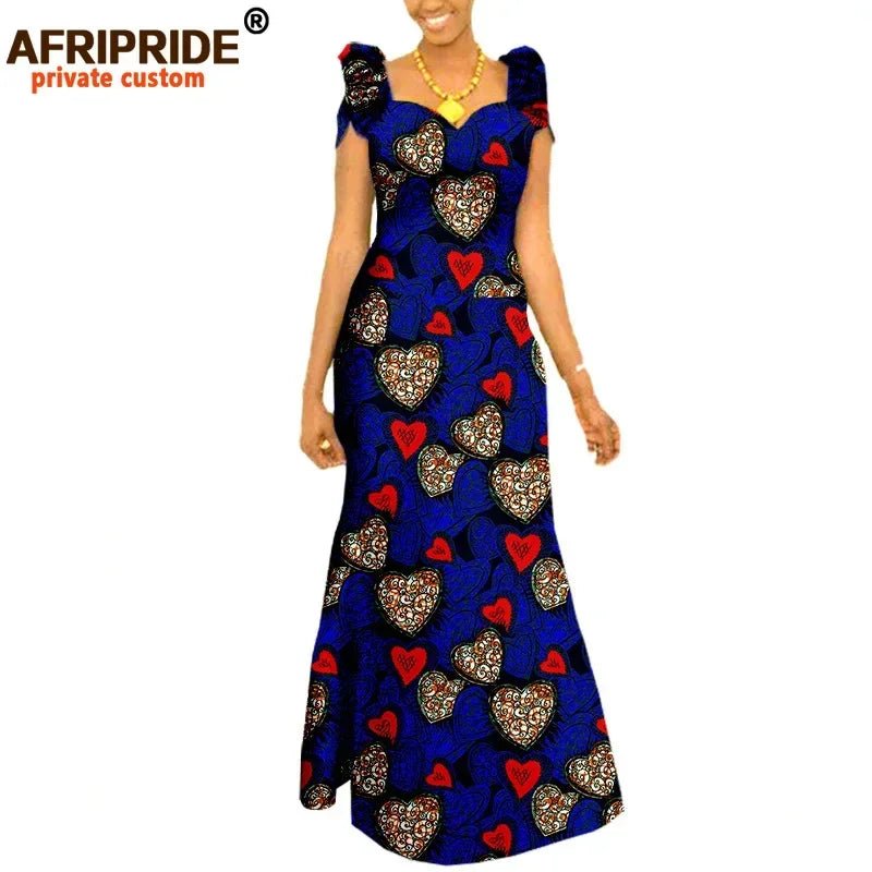 Women’s African Ankara Print Maxi Dress – Short Sleeve Plus Size Dashiki Outfit - Free Delivery Worldwide only at Flexi Africa
