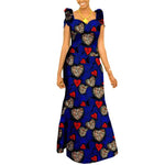 Women’s African Ankara Print Maxi Dress – Short Sleeve Plus Size Dashiki Outfit - Free Delivery Worldwide only at Flexi Africa