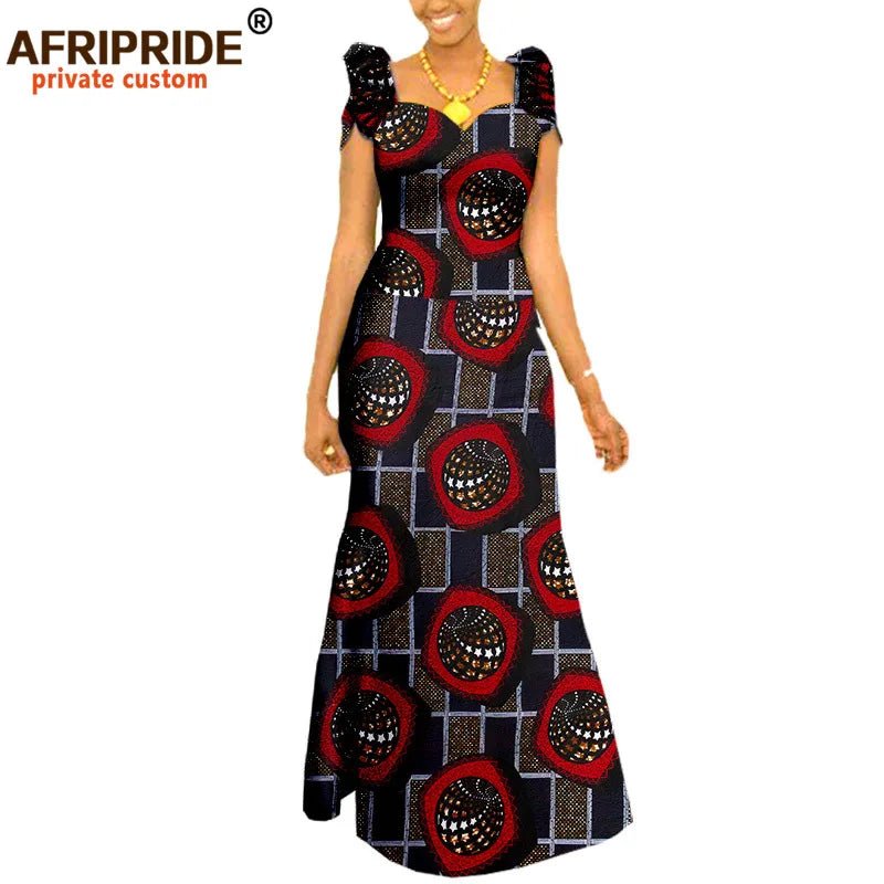 Women’s African Ankara Print Maxi Dress – Short Sleeve Plus Size Dashiki Outfit - Free Delivery Worldwide only at Flexi Africa