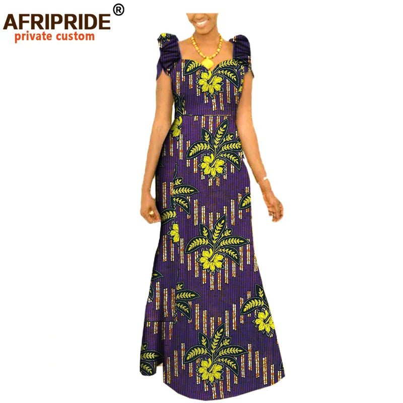 Women’s African Ankara Print Maxi Dress – Short Sleeve Plus Size Dashiki Outfit - Free Delivery Worldwide only at Flexi Africa