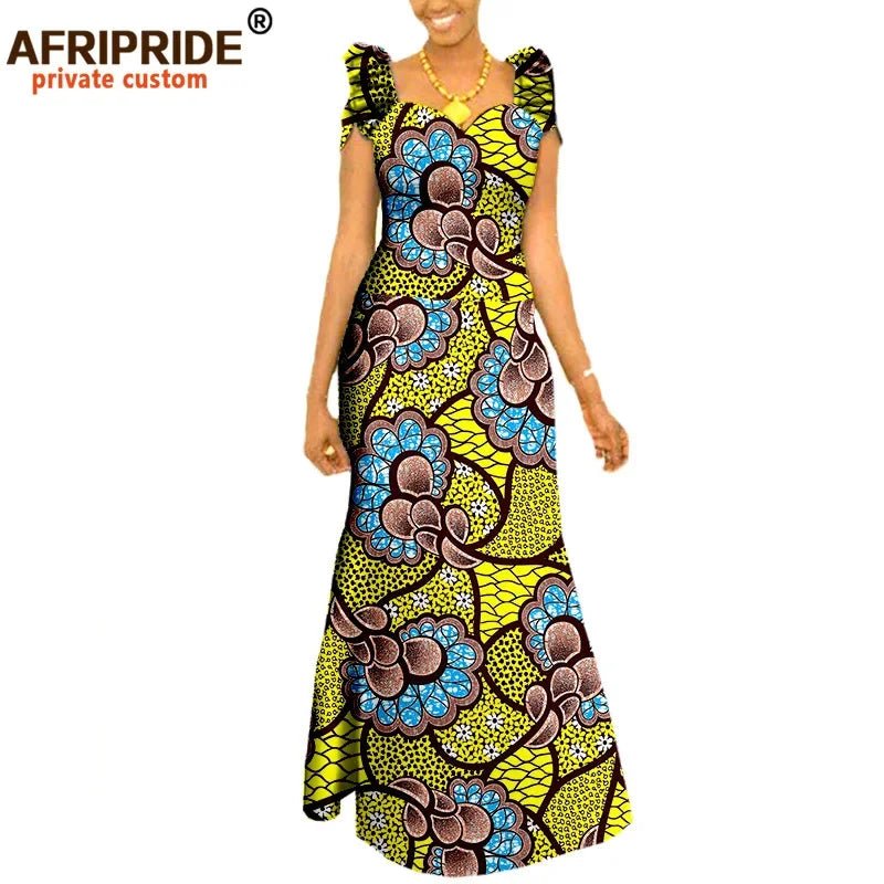 Women’s African Ankara Print Maxi Dress – Short Sleeve Plus Size Dashiki Outfit - Free Delivery Worldwide only at Flexi Africa