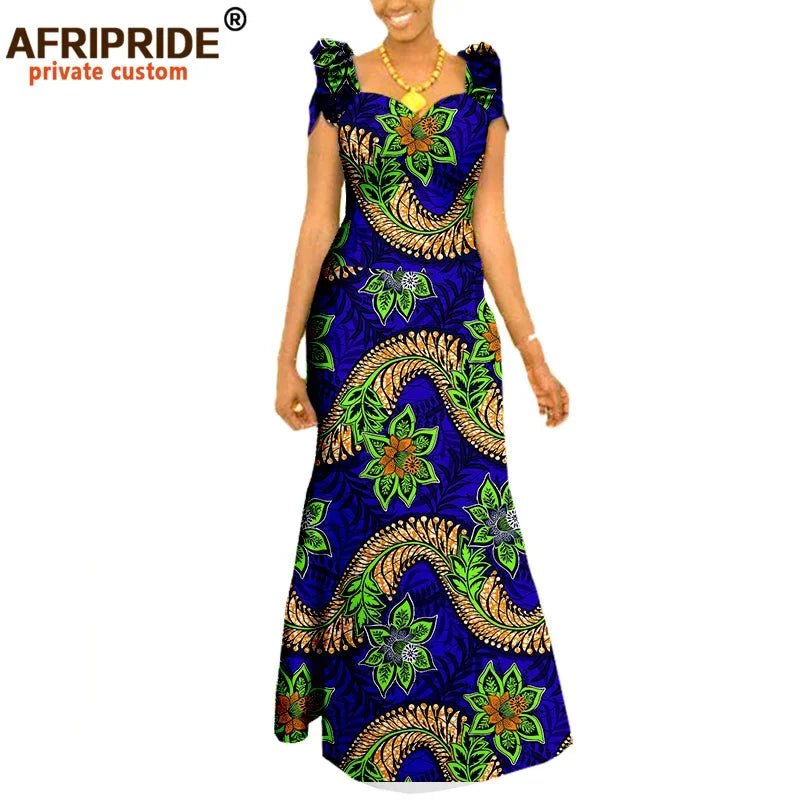 Women’s African Ankara Print Maxi Dress – Short Sleeve Plus Size Dashiki Outfit - Free Delivery Worldwide only at Flexi Africa