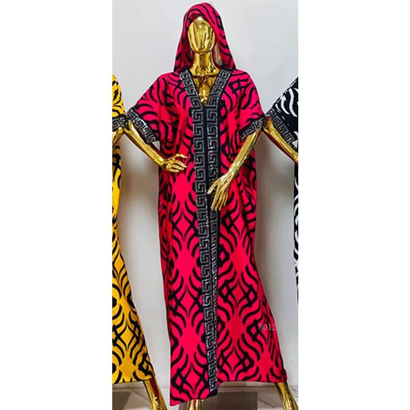 African Dashiki Ankara Maxi Dress for Women - Flexi Africa Red African Dashiki Ankara Maxi Dress for Women - Flexi Africa Red