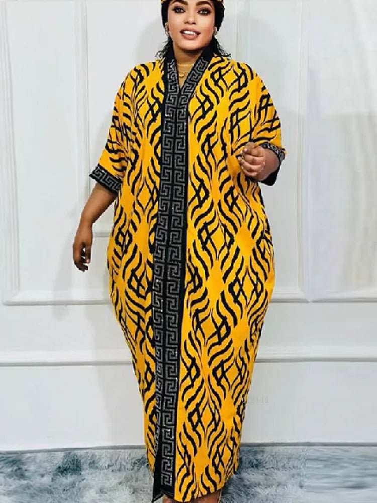 African Dashiki Ankara Maxi Dress for Women - Flexi Africa Black African Dashiki Ankara Maxi Dress for Women - Flexi Africa Black
