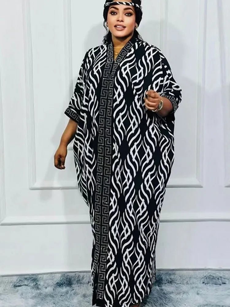 African Dashiki Ankara Maxi Dress for Women - Flexi Africa Black African Dashiki Ankara Maxi Dress for Women - Flexi Africa Black