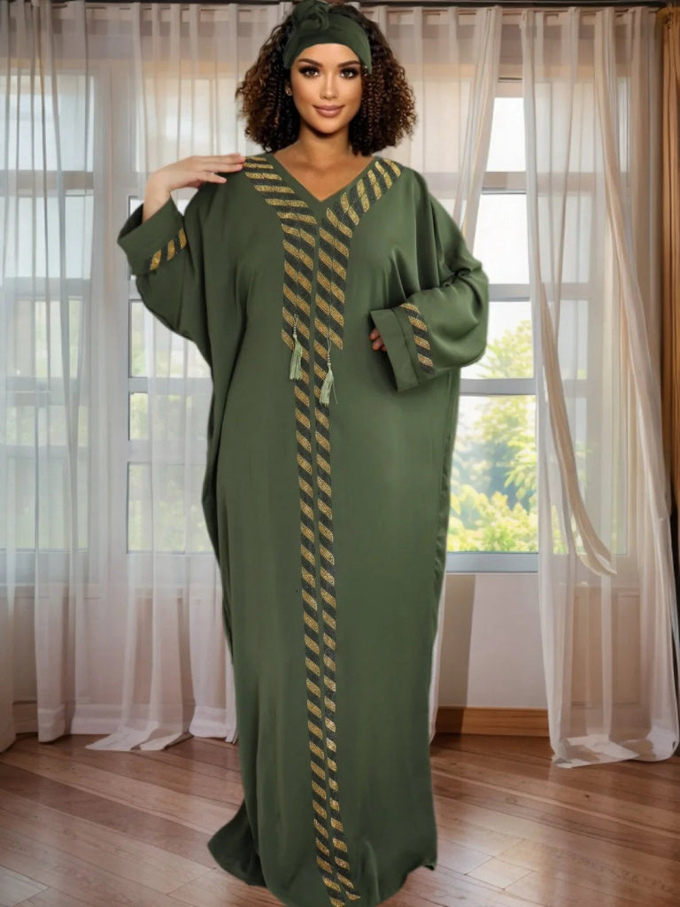 Women’s African Dashiki Rhinestone Kaftan Dress – Shiny Ankara Long Evening & Party Gown - Free Delivery Worldwide only at Flexi Africa