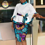 Women’s African Dashiki Shirt & Ankara Skirt 2-Piece Set – Traditional Tribal Print Outfit - Free Delivery Worldwide only at Flexi Africa