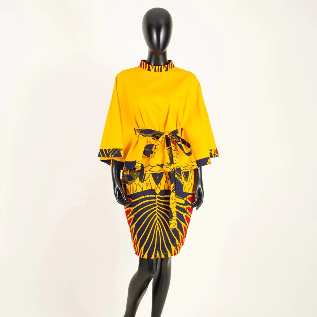 Women’s African Dashiki Shirt & Ankara Skirt 2-Piece Set – Traditional Tribal Print Outfit - Free Delivery Worldwide only at Flexi Africa