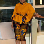 Women’s African Dashiki Shirt & Ankara Skirt 2-Piece Set – Traditional Tribal Print Outfit - Free Delivery Worldwide only at Flexi Africa