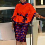 Women’s African Dashiki Shirt & Ankara Skirt 2-Piece Set – Traditional Tribal Print Outfit - Free Delivery Worldwide only at Flexi Africa