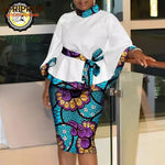 Women’s African Dashiki Shirt & Ankara Skirt 2-Piece Set – Traditional Tribal Print Outfit - Free Delivery Worldwide only at Flexi Africa