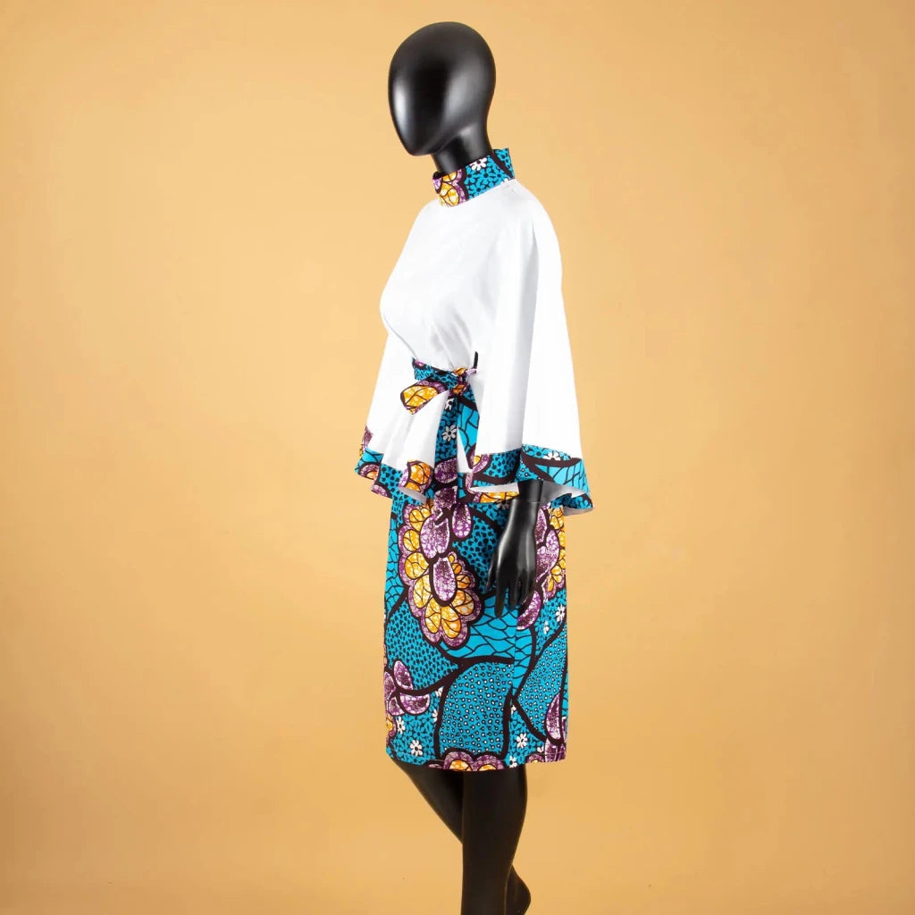 Women’s African Dashiki Shirt & Ankara Skirt 2-Piece Set – Traditional Tribal Print Outfit - Free Delivery Worldwide only at Flexi Africa