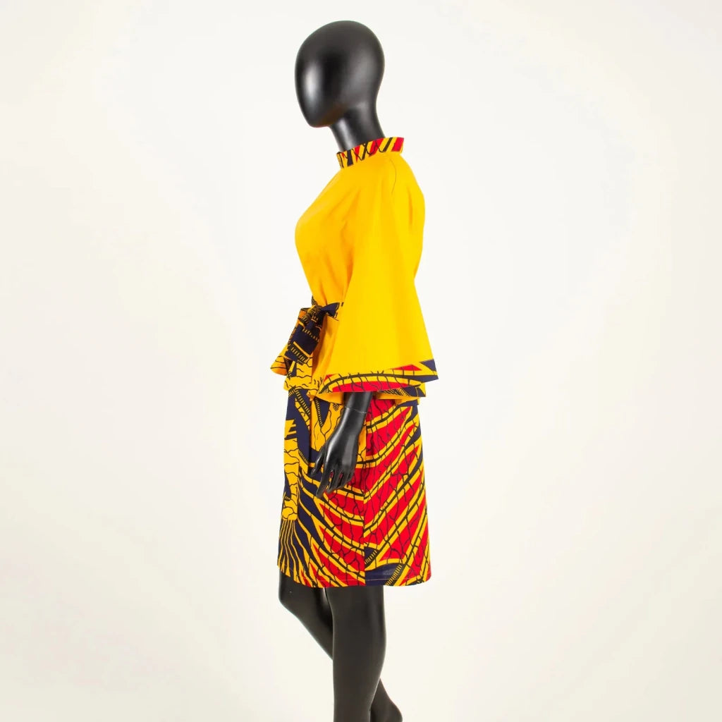 Women’s African Dashiki Shirt & Ankara Skirt 2-Piece Set – Traditional Tribal Print Outfit - Free Delivery Worldwide only at Flexi Africa