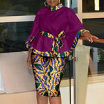 Women’s African Dashiki Shirt & Ankara Skirt 2-Piece Set – Traditional Tribal Print Outfit - Free Delivery Worldwide only at Flexi Africa