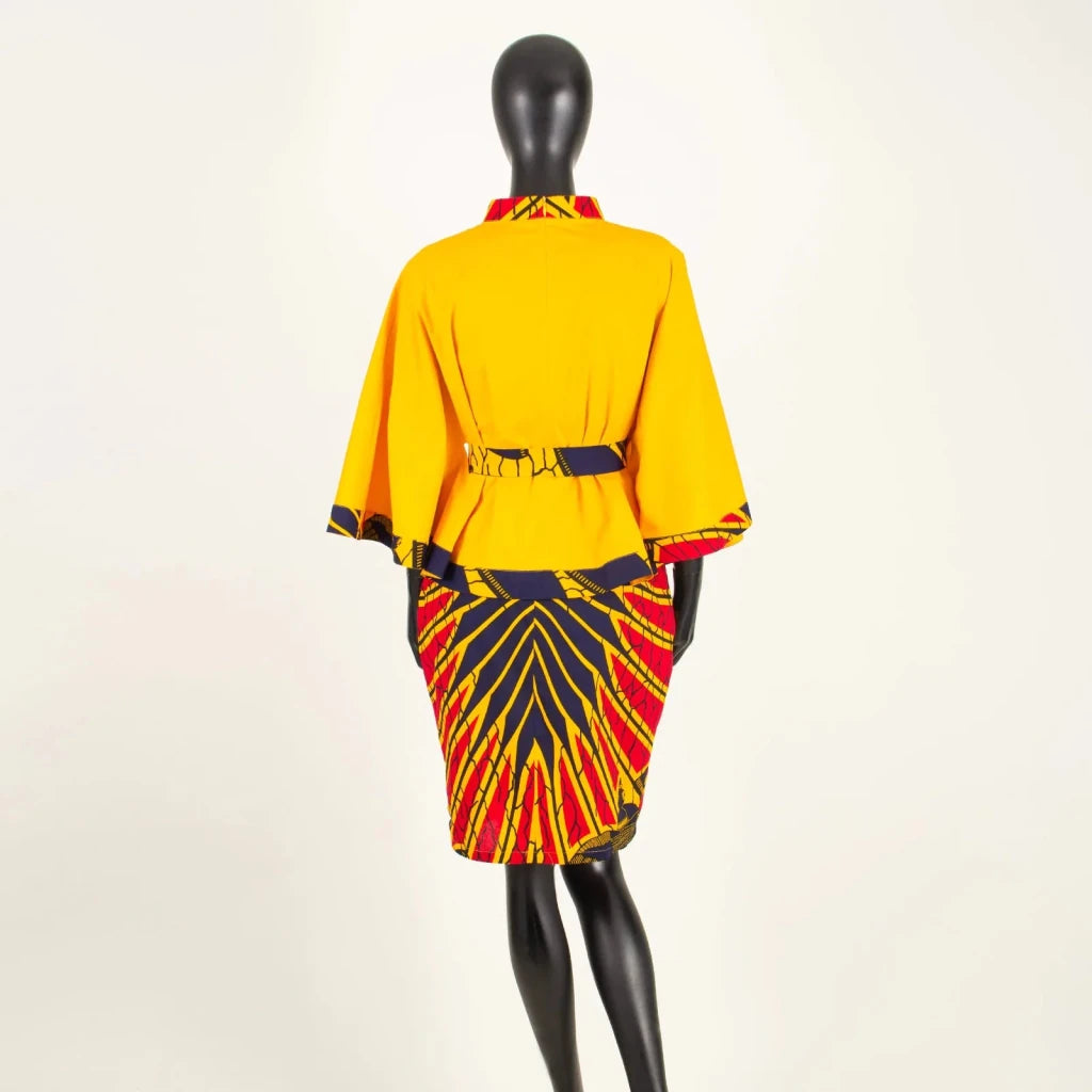 Women’s African Dashiki Shirt & Ankara Skirt 2-Piece Set – Traditional Tribal Print Outfit - Free Delivery Worldwide only at Flexi Africa