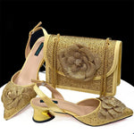 Women's African Evening Shoes & Bag Set – Rhinestone Peep-Toe Pumps