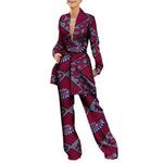 Women’s African Fashion Outfit – Ankara Trench Coat and Long Pants Set - Free Delivery Worldwide only at Flexi Africa