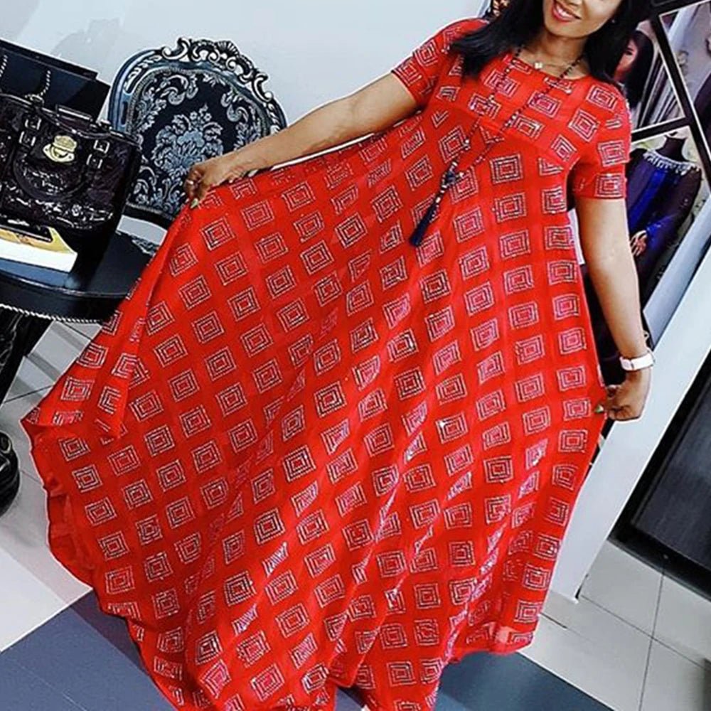 Women’s African Geometric Print Dress – Dashiki Summer Pullover Outfit - Free Delivery Worldwide only at Flexi Africa