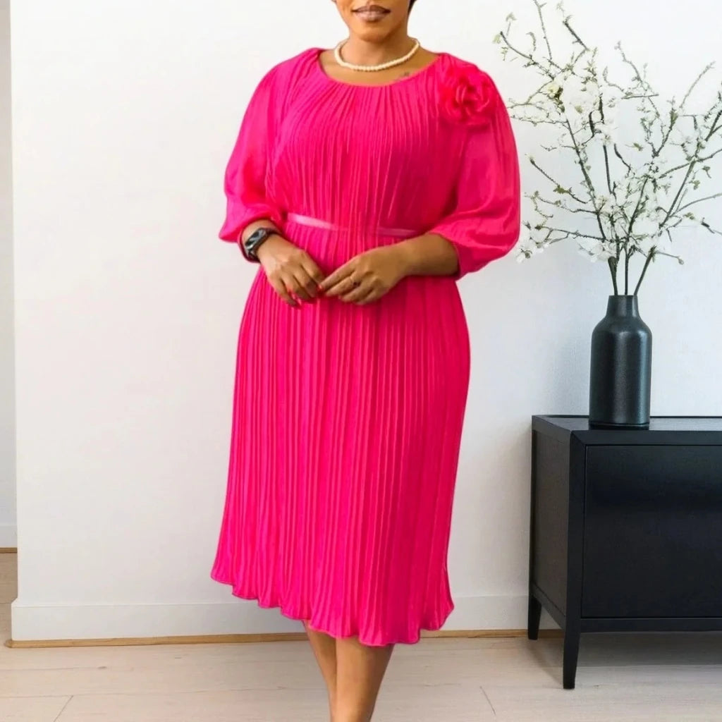 Elevate your wardrobe with this elegant African-inspired A-Line Midi Dress, designed to combine timeless sophistication