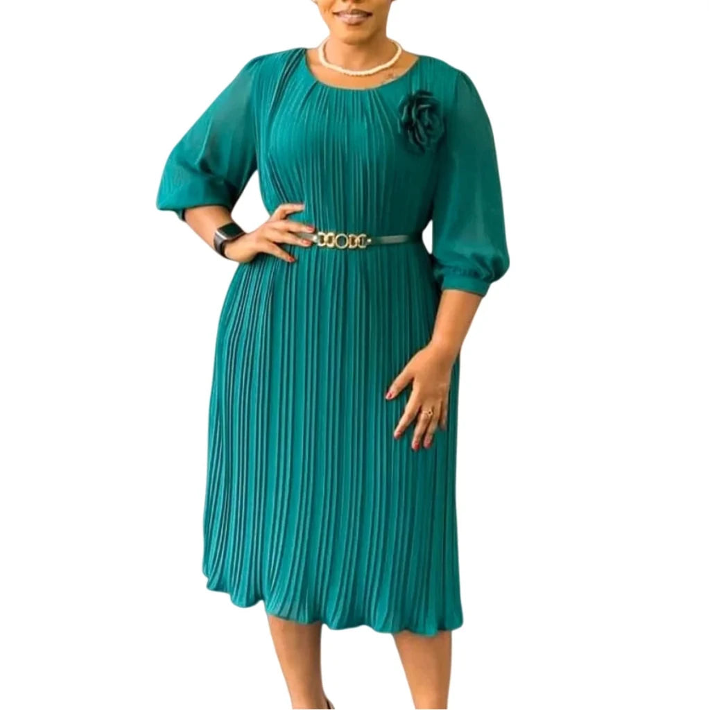 Elevate your wardrobe with this elegant African-inspired A-Line Midi Dress, designed to combine timeless sophistication