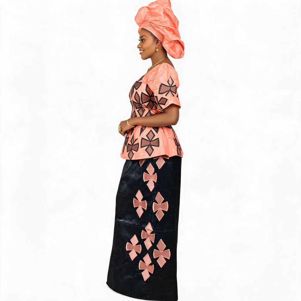 Women's African-Inspired Embroidered Dress & Scarf - Free Delivery Worldwide only at Flexi Africa