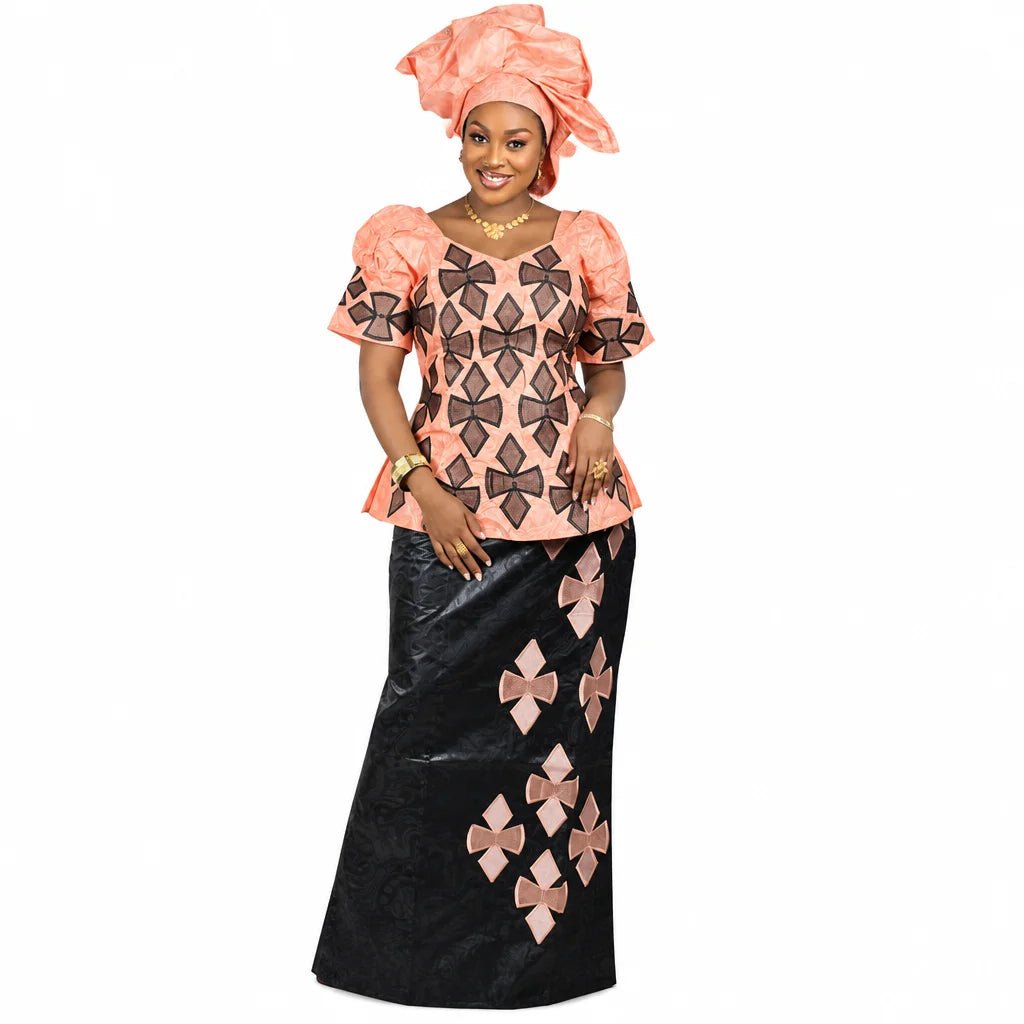 Women's African-Inspired Embroidered Dress & Scarf - Free Delivery Worldwide only at Flexi Africa