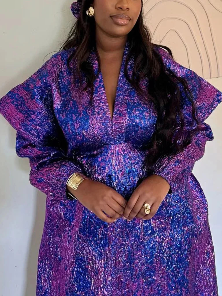 Women's African-Inspired Maxi Kaftan with Headscarf - Free Delivery Worldwide only at Flexi Africa
