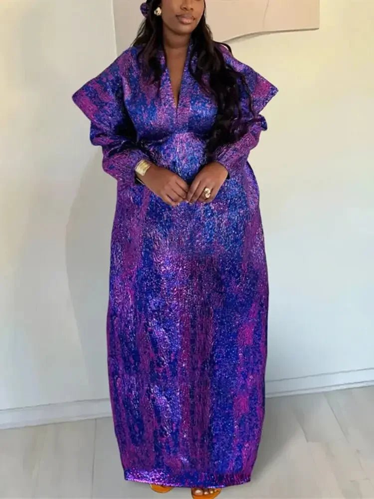 Women's African-Inspired Maxi Kaftan with Headscarf - Free Delivery Worldwide only at Flexi Africa