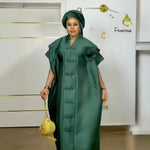 Women's African-Inspired Satin-Finish Maxi Dress - Free Delivery Worldwide only at Flexi Africa