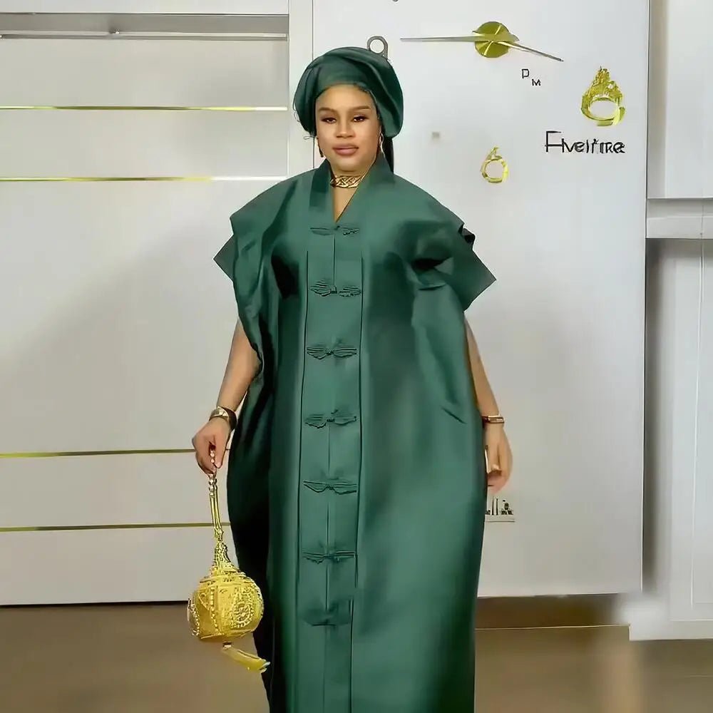 Women's African-Inspired Satin-Finish Maxi Dress - Free Delivery Worldwide only at Flexi Africa