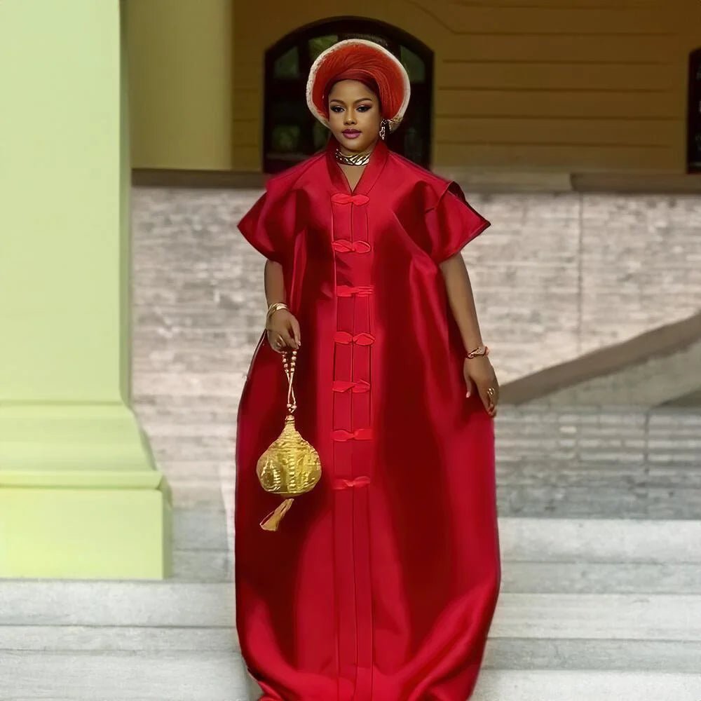 Women's African-Inspired Satin-Finish Maxi Dress - Free Delivery Worldwide only at Flexi Africa