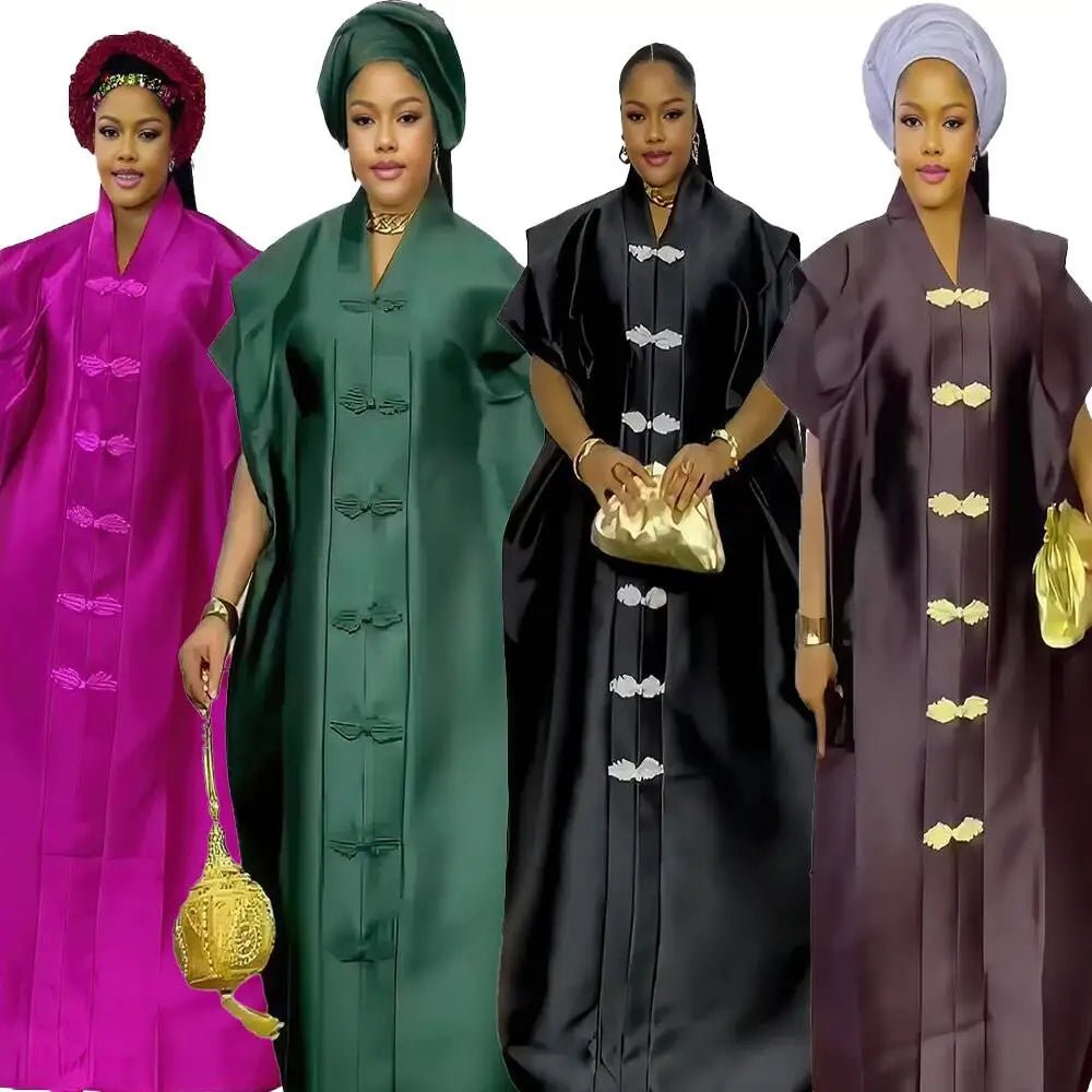 Women's African-Inspired Satin-Finish Maxi Dress - Free Delivery Worldwide only at Flexi Africa