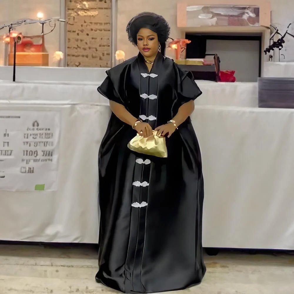 Women's African-Inspired Satin-Finish Maxi Dress - Free Delivery Worldwide only at Flexi Africa