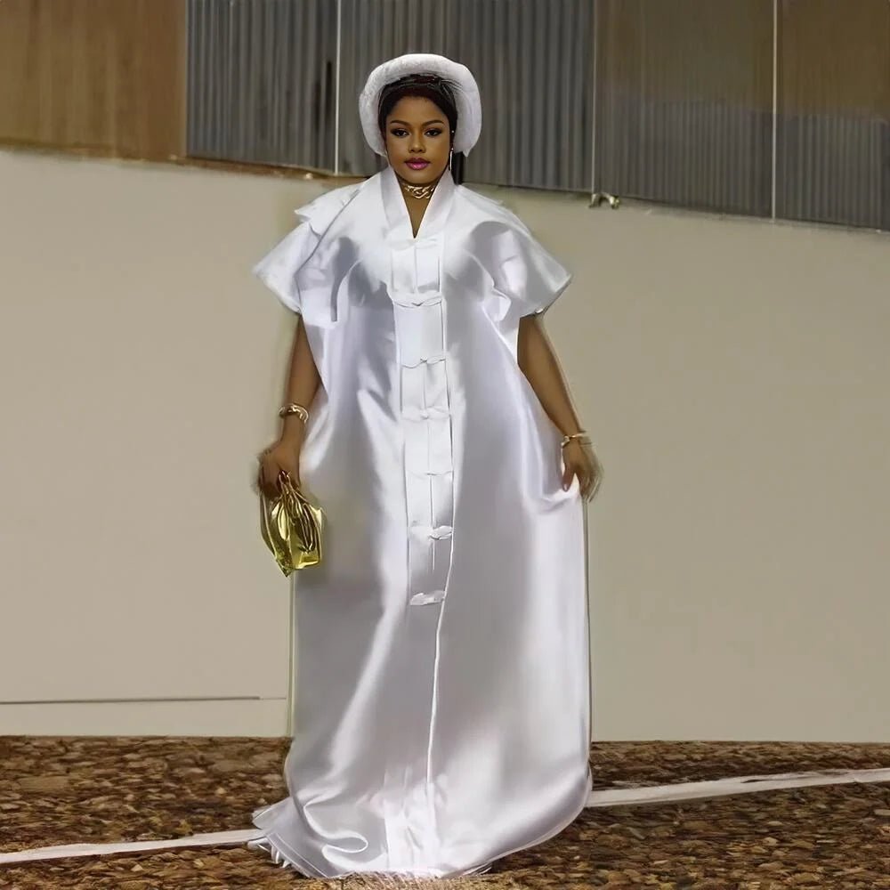 Women's African-Inspired Satin-Finish Maxi Dress - Free Delivery Worldwide only at Flexi Africa