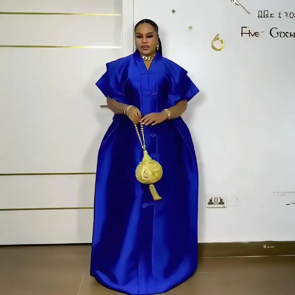 Women's African-Inspired Satin-Finish Maxi Dress - Free Delivery Worldwide only at Flexi Africa