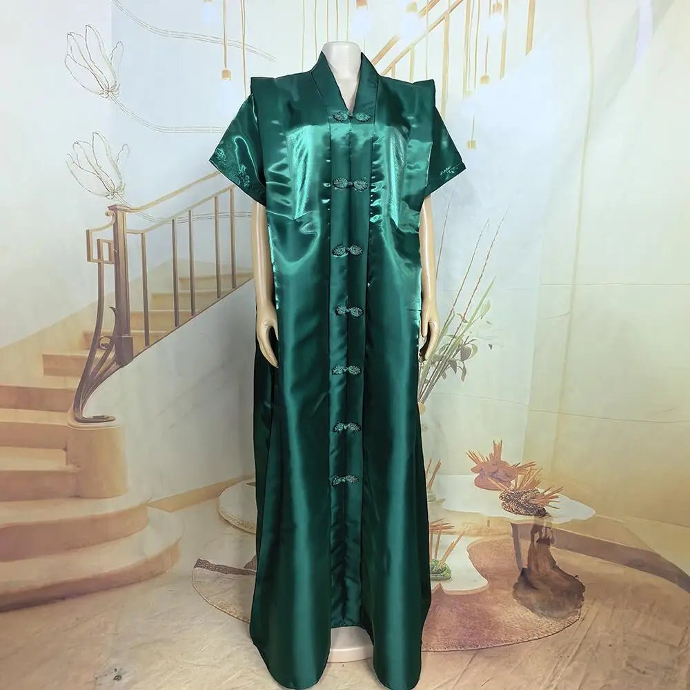 Women's African-Inspired Satin-Finish Maxi Dress - Free Delivery Worldwide only at Flexi Africa