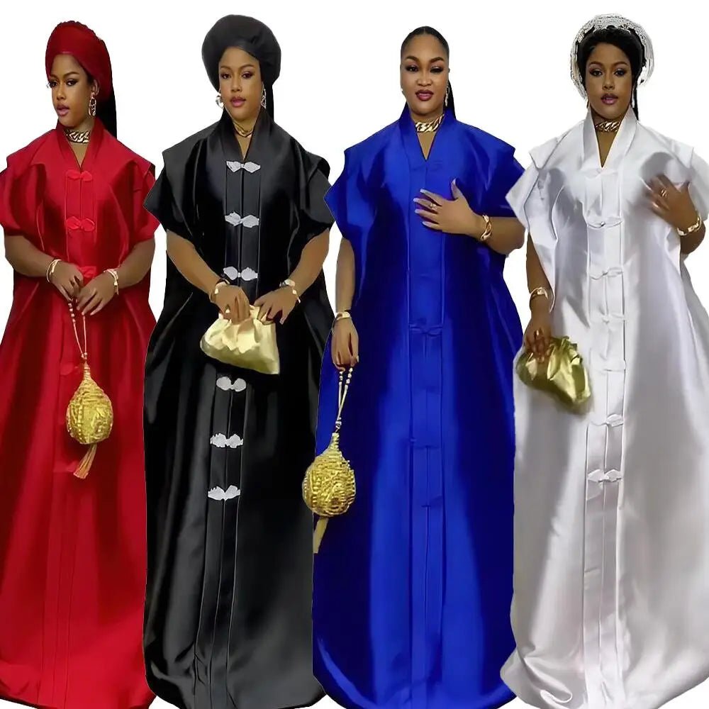 Women's African-Inspired Satin-Finish Maxi Dress - Free Delivery Worldwide only at Flexi Africa
