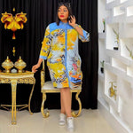 Women's African Print Button-Front Party Dress - Free Delivery Worldwide only at Flexi Africa